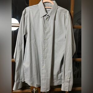 Calvin Klein Men's Gray Checkered Dress Shirt